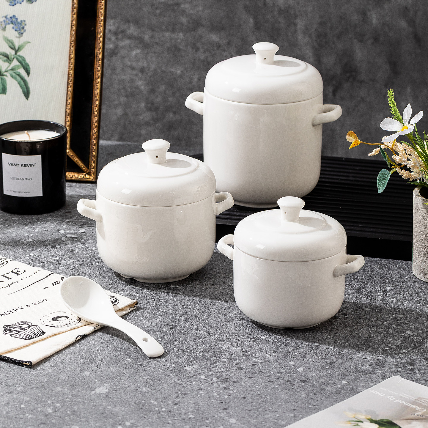 创意厨房小物耐用易清洗陶瓷炖盅