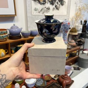 遇见好器手工掐金蝶恋花珐琅彩盖碗