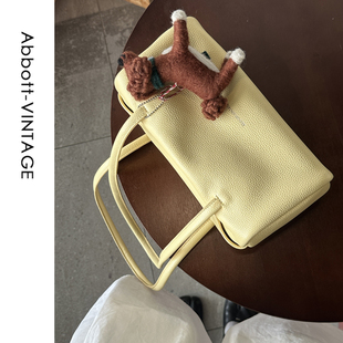 AbbottVintage【大笔筒包】头层牛皮 小众复古枕头包单肩手提女包