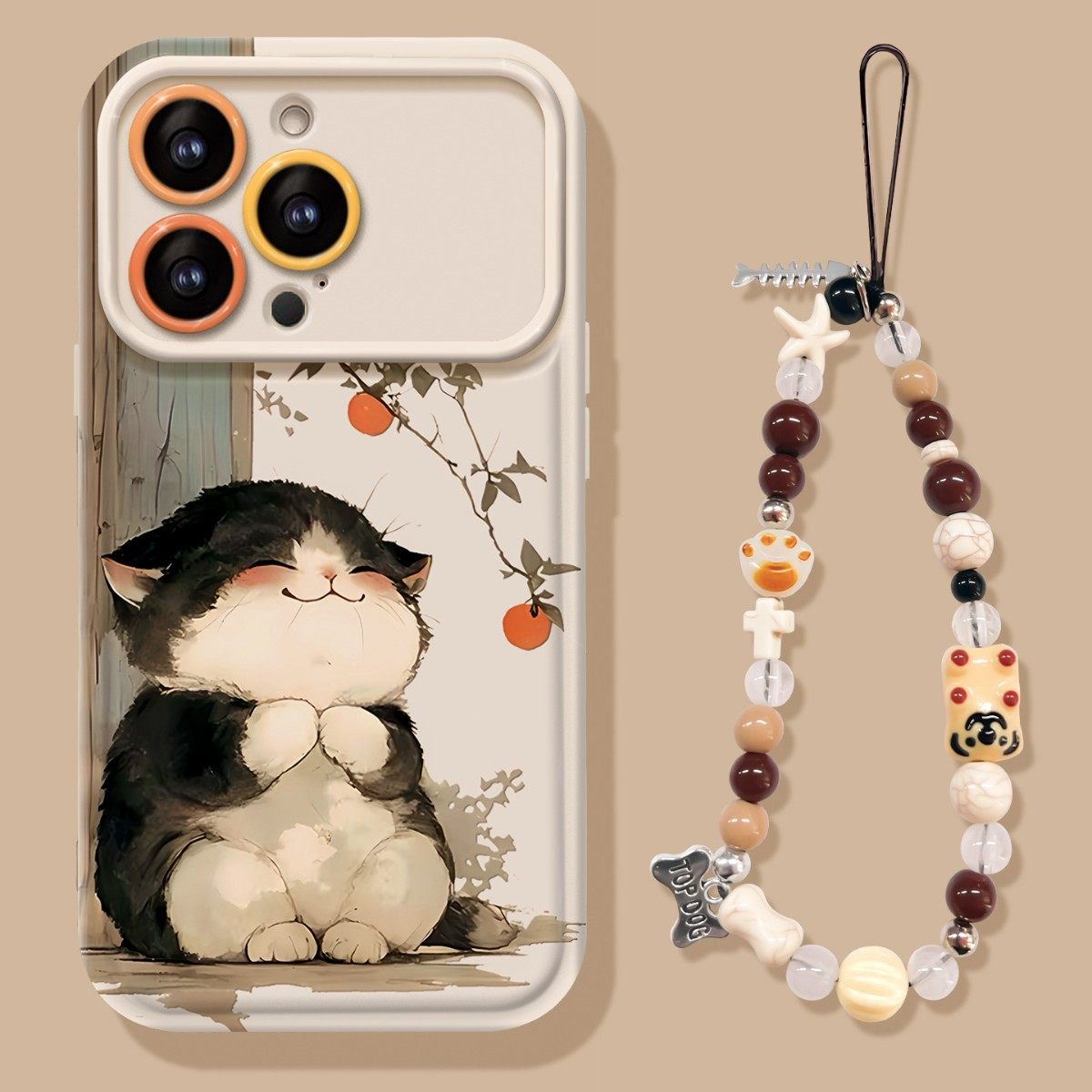 可爱猫咪带挂链适用苹果16promax手机壳iphone17好看15女生高颜值14高级感13pro女华为mate70小米15保护套