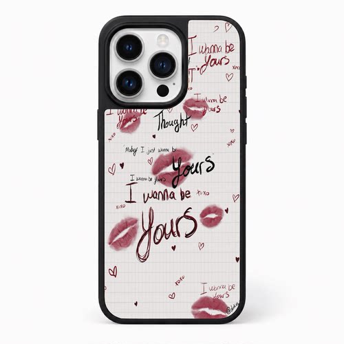 红色唇印 I wanna be yours 恋爱标语适用苹果16pro手机壳美式复古iphone14大孔二合一磨砂女款Y2K甜酷辣妹