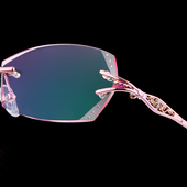 配成品近视眼镜女有度数超轻防蓝光钻石切边镜无框变色防辐射蓝光