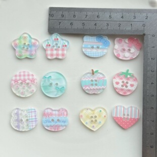 袜扣子辅料洞洞鞋 新款 鞋 diy手工材料服装 搭配批发饰 印花格纹纽扣
