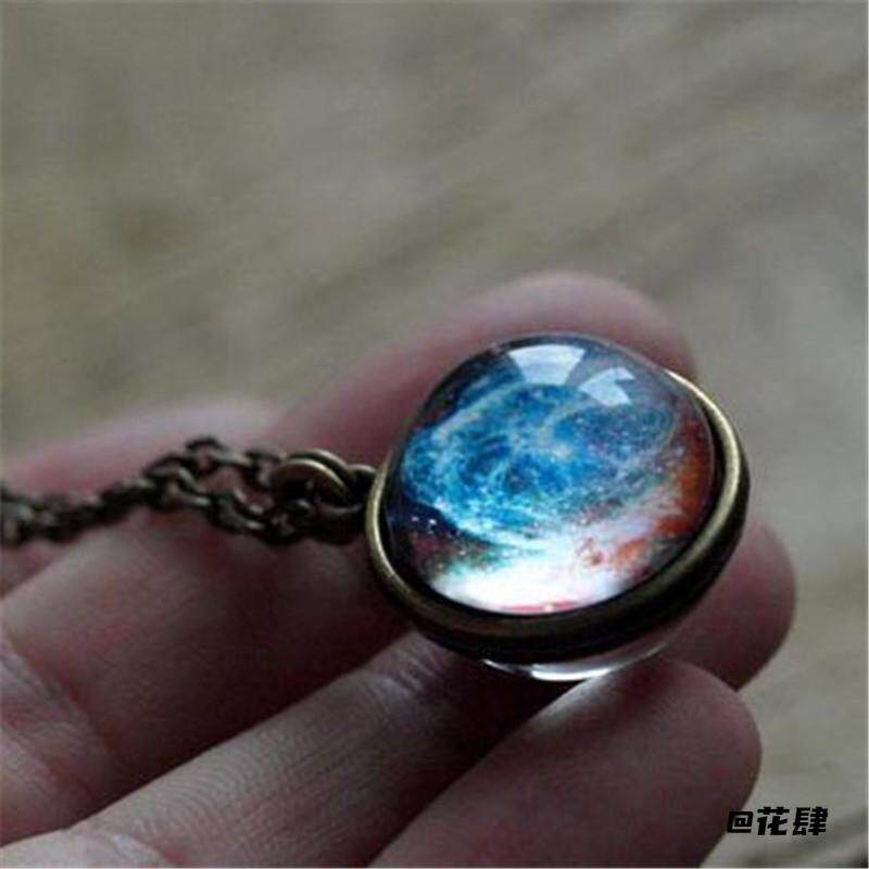欧美复古宇宙星空项链时光宝石球形吊坠情侣之间浪漫纪念礼物