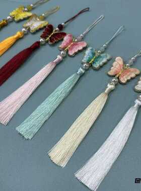 国风饰品汉服简约刺绣流苏蝴蝶挂件精品配件童装diy服装新款