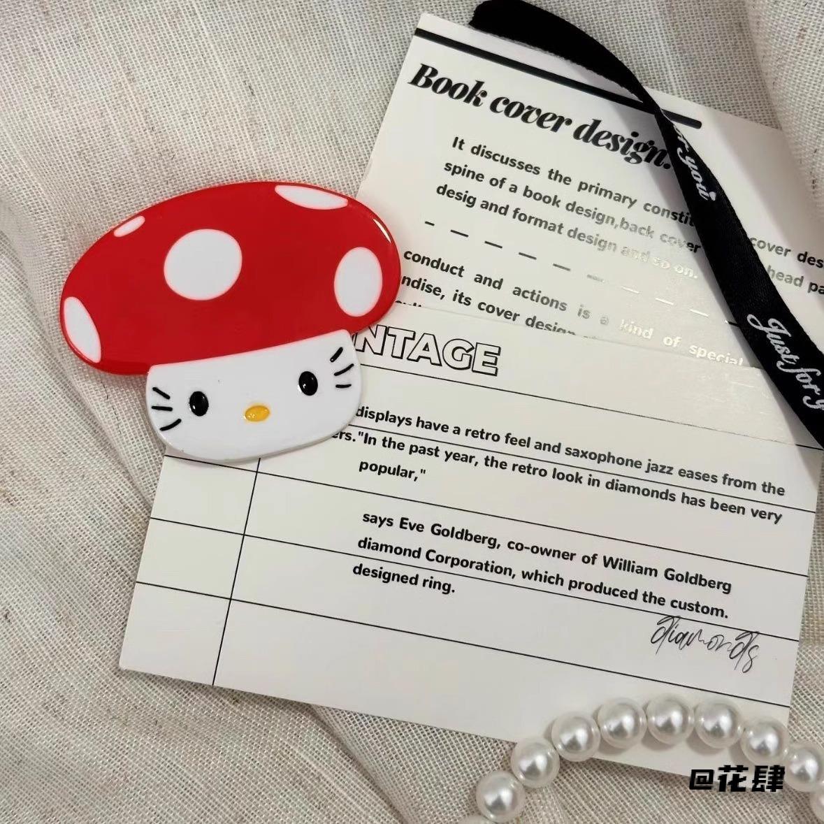 发夹红蘑菇kt猫发夹小蘑菇蘑菇KT猫日系童趣公主专用刘海夹