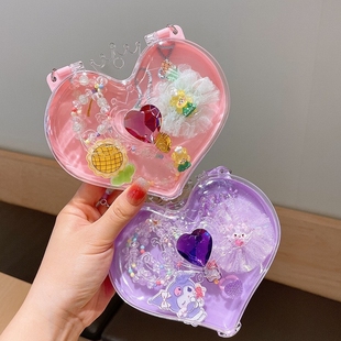 套装方圆串珠戒指亚克力小公主现货首饰可爱仿宝石礼盒装塑料盒