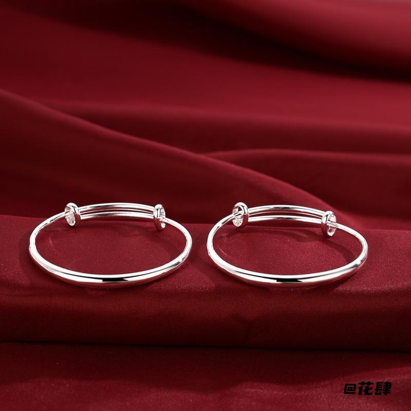 宝宝镀银手镯镯子周岁礼手链女漂亮镯子蝴蝶结婴儿礼物满月新生