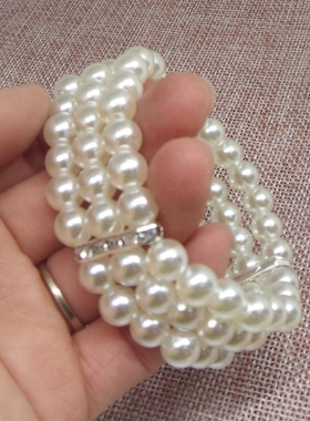 旗袍多层女士跑江湖手镯手链手链热卖弹力百搭优雅闪钻夏季串珠女