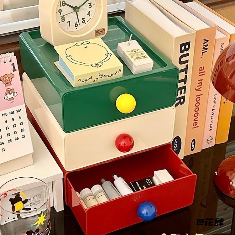 可防尘整理收纳盒复古亚克力多巴胺梳妆台首饰盒多层叠加自由简约