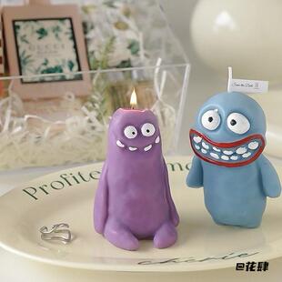 小礼物生日蓝色呲牙怪蜡烛婚礼伴手礼情侣韩国怪兽香薰蜡烛蜡烛
