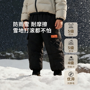东北哈尔滨防寒儿童工装羽绒裤男童加厚防风防水中大童女童滑雪裤