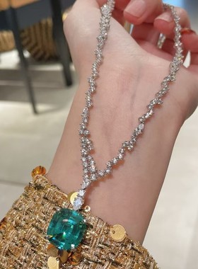 小红书网红款925银镀金豪镶帕拉伊巴大颗粒套链（链子可做万能链