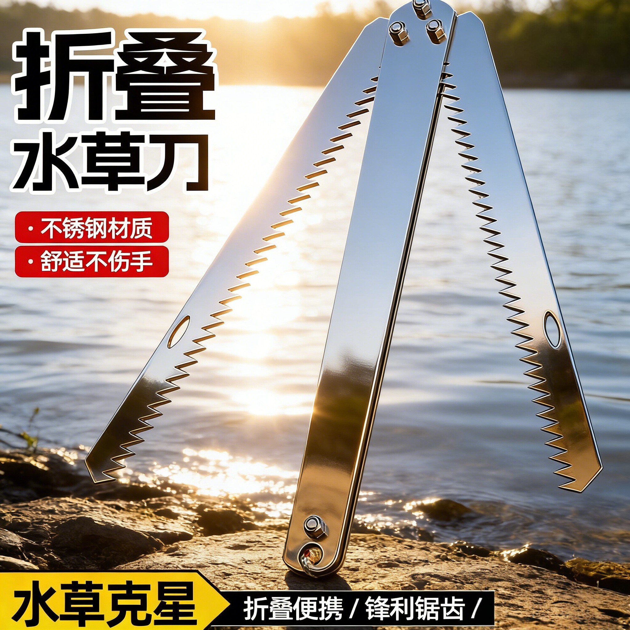 水草刀钓鱼专用折叠割草锚刀不锈钢除草拉草器野钓抓草钩捞草神器