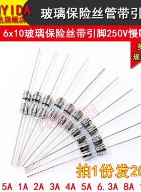 3.6*10mm保险丝带引线250V 0.5A/1A/2A/3A/4A/5A/6.3A/8A/10A慢断
