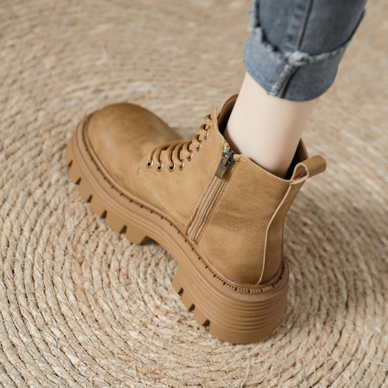 松糕厚底增高洋气高级感显瘦马丁靴女款2025年秋冬季新款加绒短靴,女鞋,马丁靴,淘宝优惠券,粉丝福利购,淘宝优惠卷