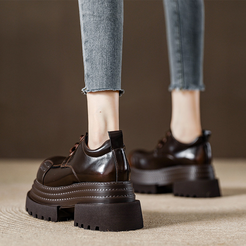 厚底增高真皮复古乐福鞋女2025早春新款时尚百搭法式显脚小小皮鞋,女鞋,乐福鞋（豆豆鞋）,淘宝优惠券,粉丝福利购,淘宝优惠卷