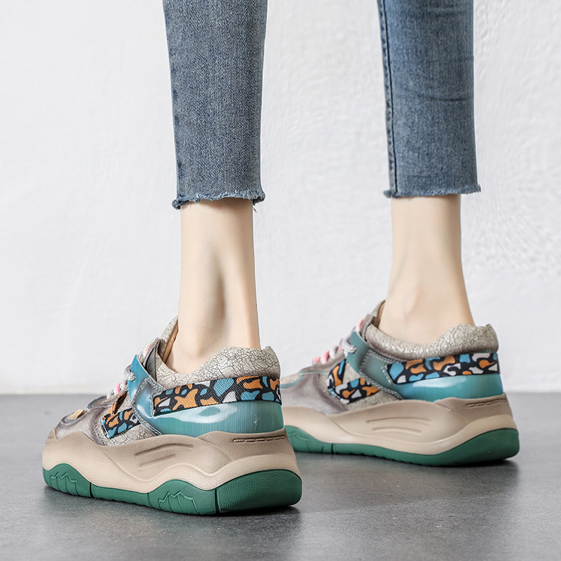 小众设计感2024年春季女款真皮复古彩色老爹鞋女百搭单鞋厚底休闲,女鞋,时尚休闲鞋,淘宝优惠券,粉丝福利购,淘宝优惠卷