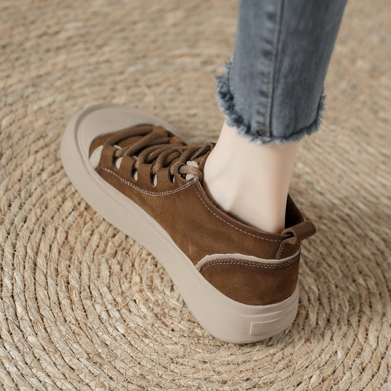 真皮复古厚底高帮鞋女2024年秋季新款女鞋休闲冬季加绒女款板鞋子,女鞋,高帮鞋,淘宝优惠券,粉丝福利购,淘宝优惠卷