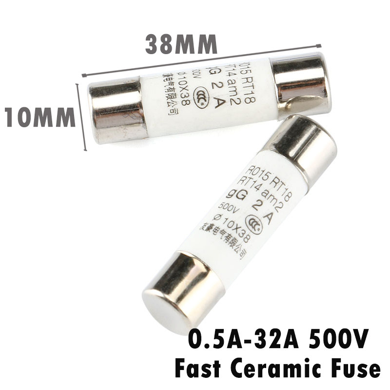 5Pcs 10*38 Fast blow Ceramic Fuse 10x38mm Fuse 500V 0.5A 1A_虎窝淘