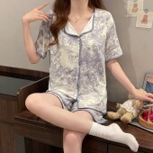 宽松家居服可外穿简约休闲 套装 2024夏季 带可拆卸胸垫睡衣女短袖