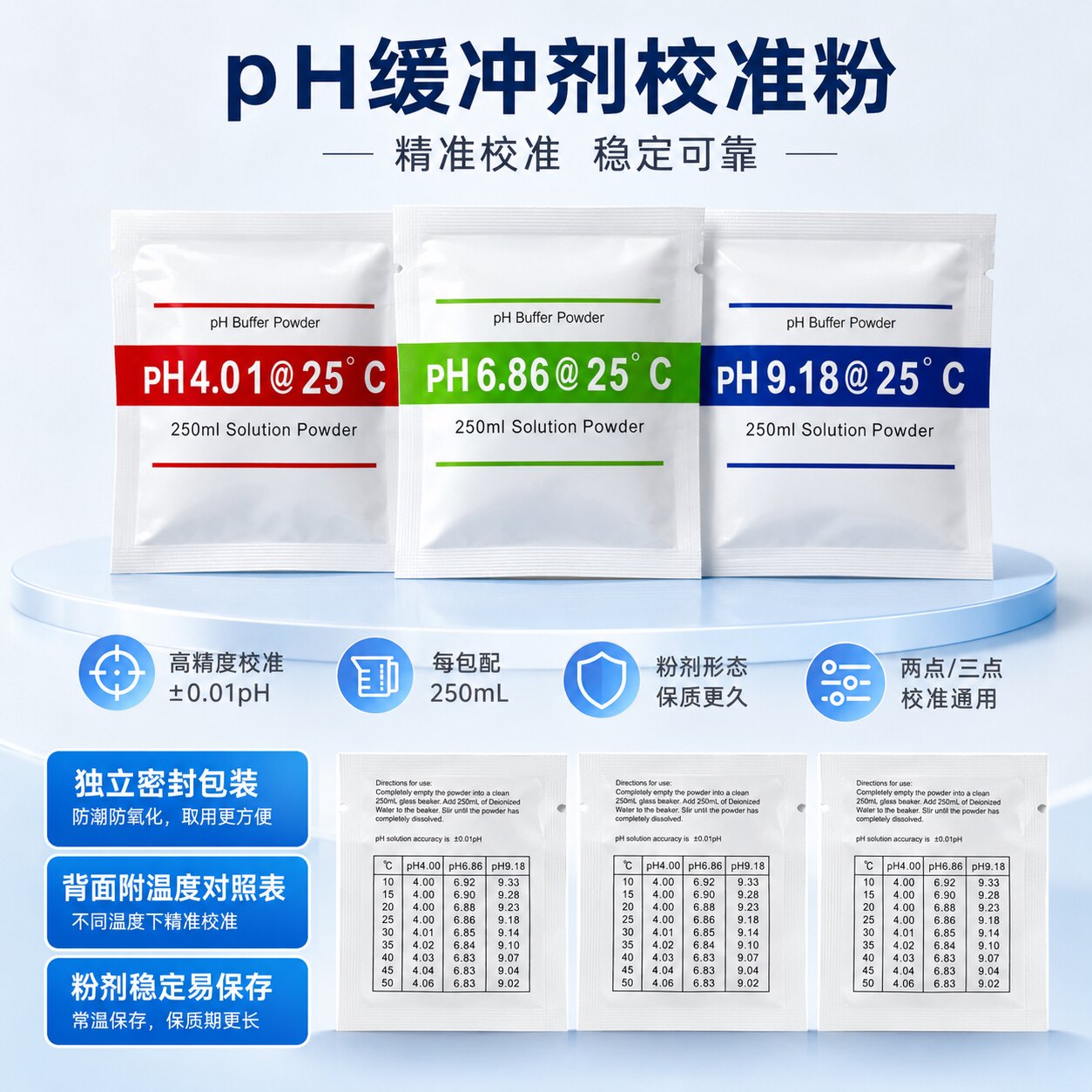 PH缓冲剂校准粉缓冲酸度计图片