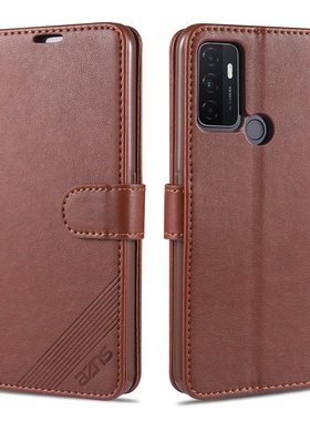 OPPO A32手机壳OPPOA32翻盖式皮套oppora32全包边防摔PDVM00简约商务PDVMOO钱包款可插卡oppa男女士送钢化膜