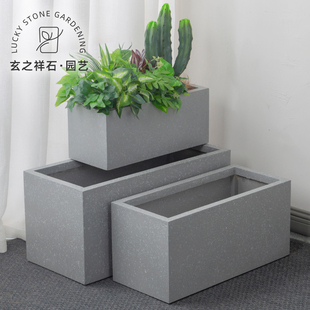玄之祥石长方形水泥花盆非镁泥大花槽户外花箱水泥盆简约绿植定制