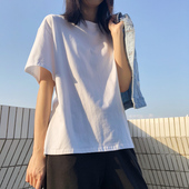 宽松纯白上衣内搭打底衫 白色t恤女夏季 棉质短袖