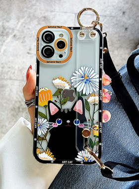 适用于苹果16手机壳15plus腕带13透明12超薄xr挂脖iphone11promax带挂绳xsmax防摔7p斜挎14背带6splus新款女