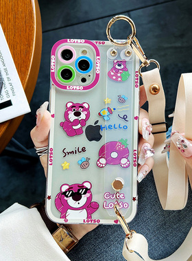 三星Galaxy S25Ultra 卡通S24Plus手机壳透明软壳S23FE小众S30Ultra可爱腕带壳S2E支架Note20保护套防摔新款