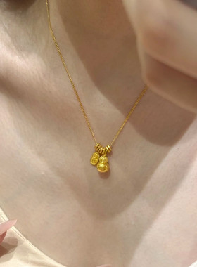 金店同款沙金仿真金小胖福葫芦吊坠女轻奢高级感项链送女友礼物