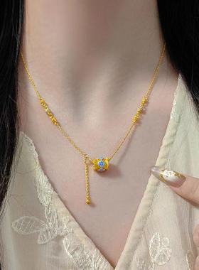 金店同款沙金饰品青花瓷路路通项炼女彷真金国风小蛮腰套炼锁骨