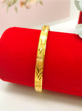 越南沙金流星雨手镯女款铜镀黄金色时尚流行卡扣镯子久不掉色手环