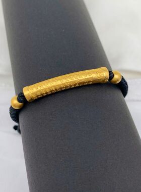 网红款越南沙金手链男女情侣款黑绳编制黄金色弯管招财久不掉色