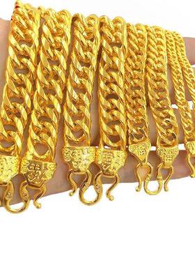 新款正品真金项炼男女款永不掉色沙金炼子老板霸气黄金色马鞭炼