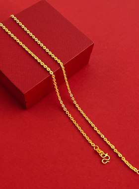 细项链锁骨链素链无吊坠镀金颈链男女镀黄金色越南沙金个性时尚