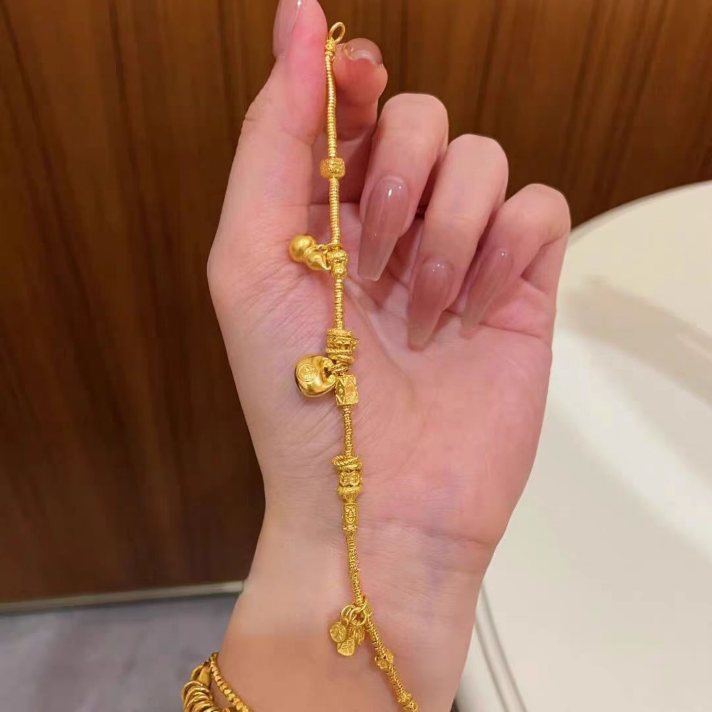 小胖福葫芦盘缠手链女新款百搭编织绳手串新中式国潮风仿黄金手饰