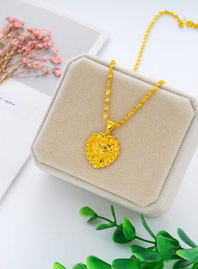 越南沙金项链女锁骨链吊坠久不褪色首饰古风汉服配饰金店同款镀金