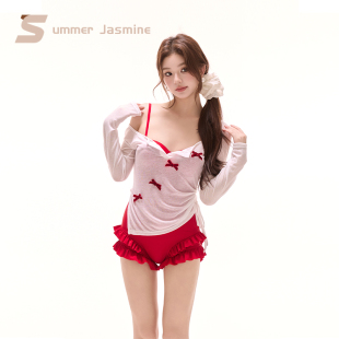 夏茉微澜2025新款泳衣女连体高级感罩衣防晒遮肚显瘦性感泳衣温泉