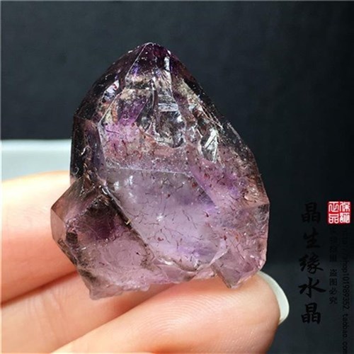 天然紫超七水晶原石骨干闪灵钻疗愈石高频能量原石