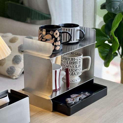 极简不锈钢杯架设计收纳架