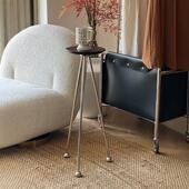 稍安物造不锈钢小茶几圆桌投影花几架阳台小型床头小边角几置物架