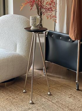 稍安物造不锈钢小茶几圆桌投影花几架阳台小型床头小边角几置物架