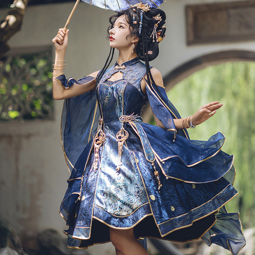 桃乐丝之夜中华风lolita孔雀翎
