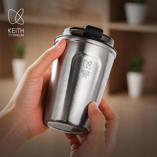 KEITH铠斯纯钛保温杯咖啡杯随行杯350ml双层真空水杯杯子桌面家用