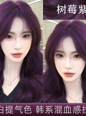 树莓紫染发剂2025流行色黑紫色葡萄紫灰色粉紫色染头发膏植物女纯