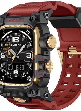 适用iWatchUltra2表带AppleWatch10代苹果手表带8改装小泥王7保护壳S9代金属一体壳表带iWatch保护壳套SE潮男