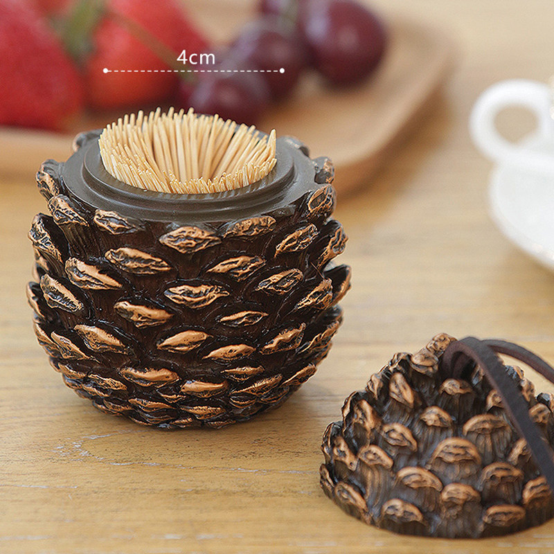 复古雕刻牙签盒餐厅创意家用时尚欧式便携带盖可爱个性棉签牙签筒