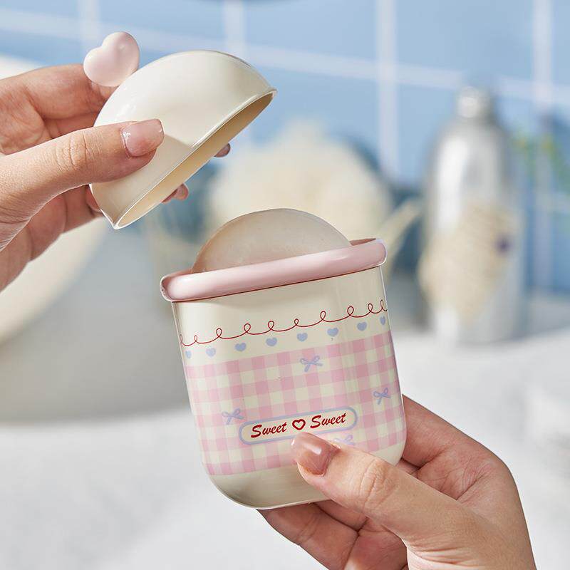 贴心少女双层带盖沥水肥皂盒格子旅行香皂盒便携学生可爱棉花棒盒